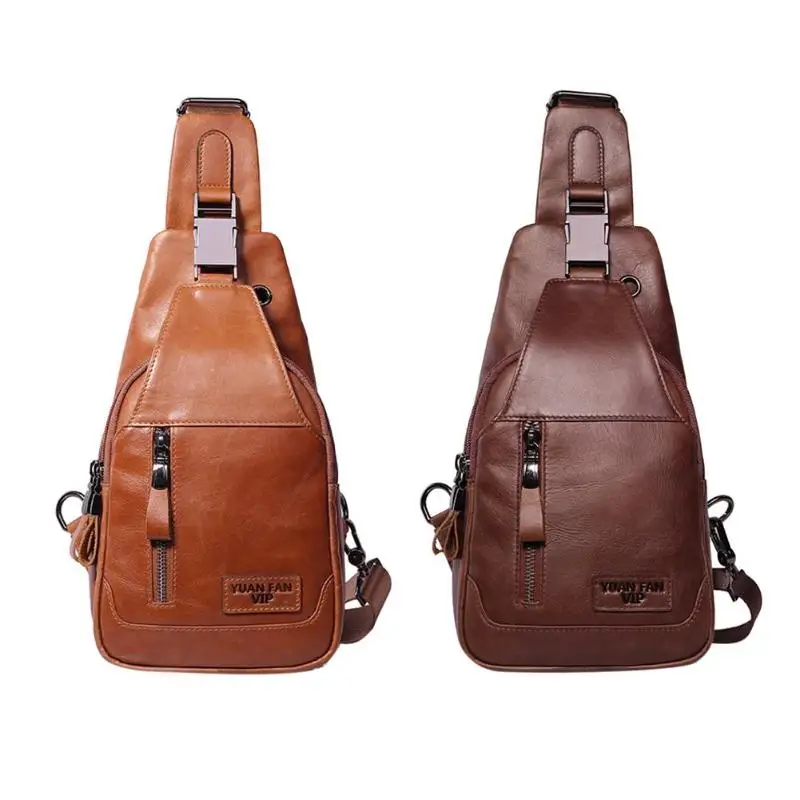 

Men's Genuine Leather Chest Pack Cow Leather Men Waist Belt Packs High Quality Male Shoulder Crossbody Bag Brand Casual Bag