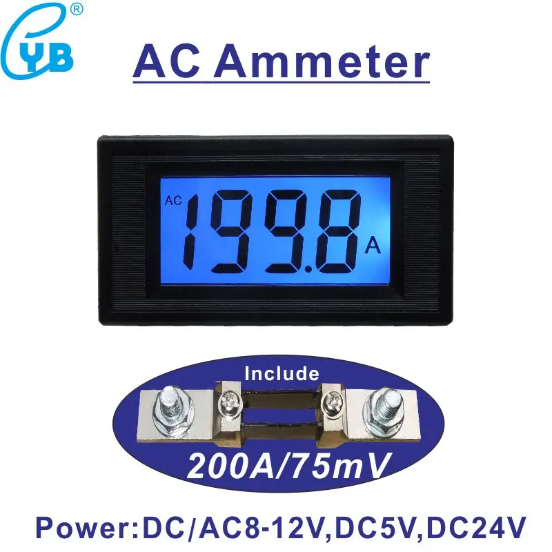 AC Current Meter Three and A Half LCD Liquid Crystal AC Digital Ammeter