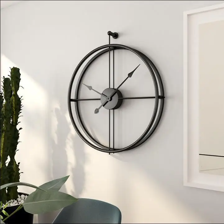 59 см в скандинавском стиле винтажные металлические настенные часы 3D художественное украшение дома антикварные часы креативные короткие железные настенные часы CW225