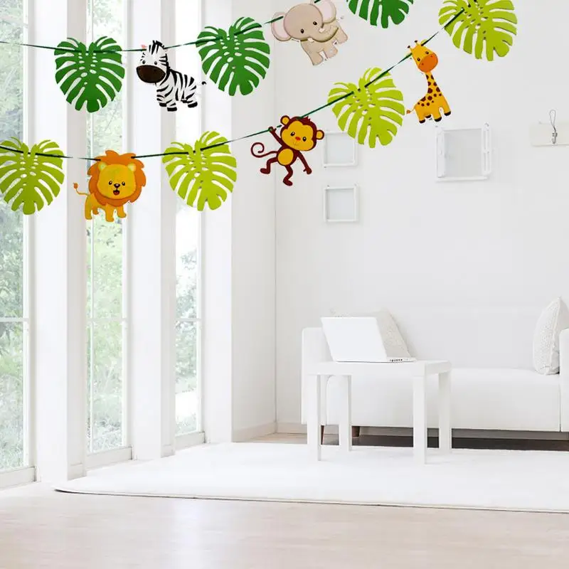 

3M Paper New Cute Cartoon Animal Jungle Theme Buntings Birthday Wedding Buntings Banner Party Birthday Flag Decoration