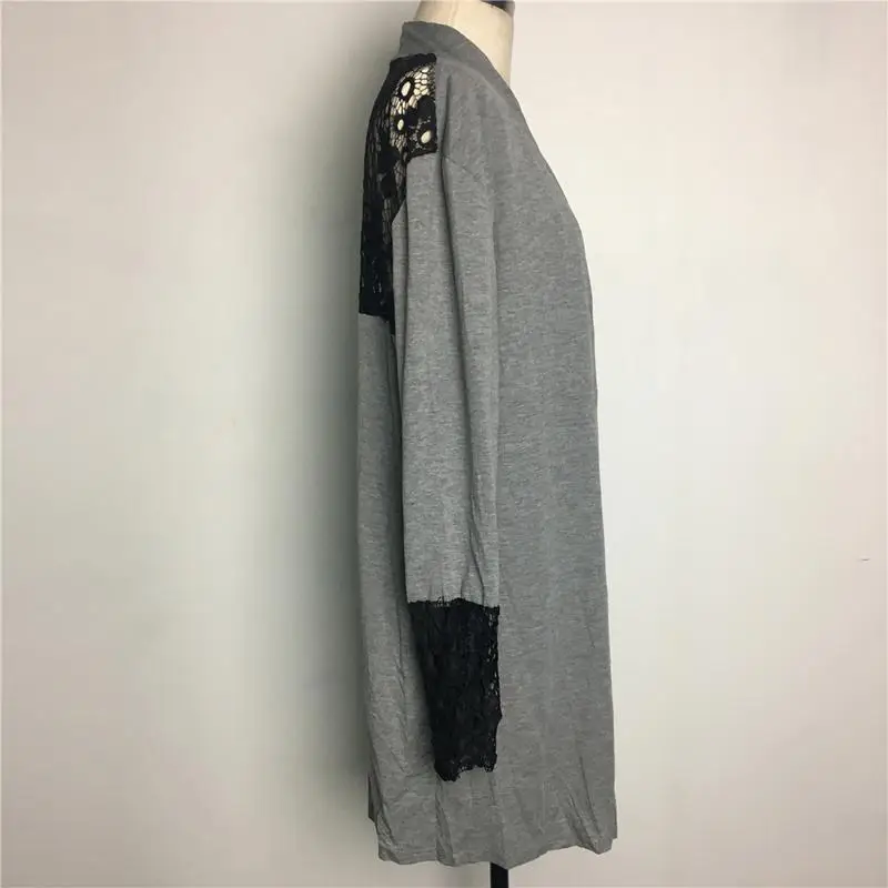 Women Cardigan Jacket Solid Thin Knit Long Sweater Outwear Lace Stitching Coat Fashion Cotton Sweater Cardigan Leisure Jacket