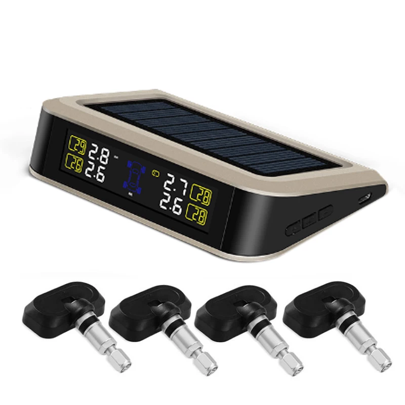 Careud Solar Power Supply Tpms Car Tire Pressure Monitoring System With 4 Sensors Psi/Bar Measurement Careud Solar Power Supply Tpms Car Tire Pressure Monitoring System With 4 Sensors Psi/Bar Measurement