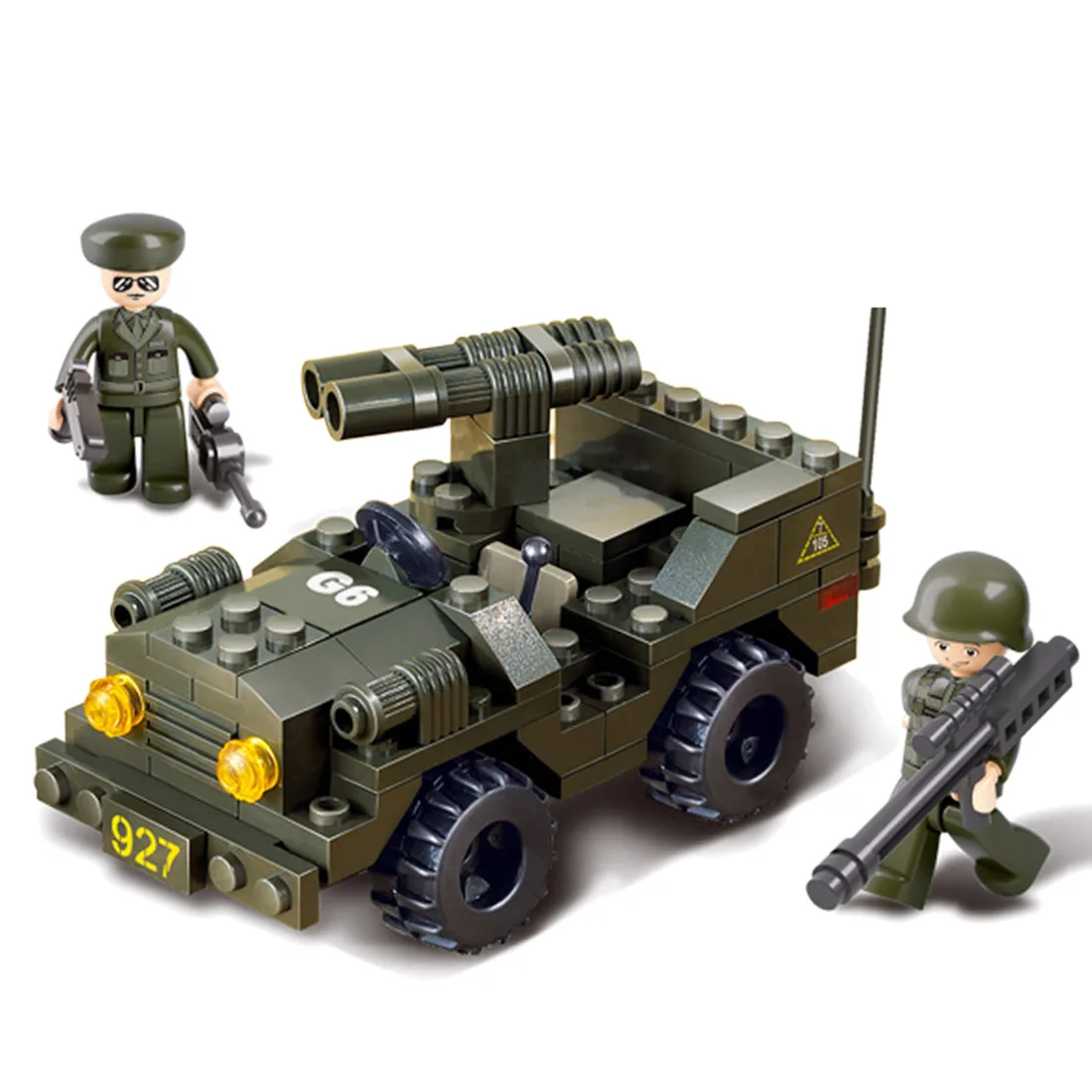 

Sluban Military Theme DIY Small Particle Building Block Assembly Double Blaster Off-road Vehicle Model Brick Toy for Children