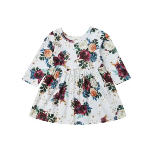 

Pudcoco Toddler Infant Baby Girl Long Sleeve Princess Dresses Floral Dress