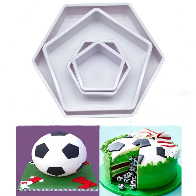 

4pcs/set Soccer Shape Fondant Cake Mold Sugarcraft Football Cookie Cutter Plunger Cake Decorating Tools Cake Tools Cookie Tools
