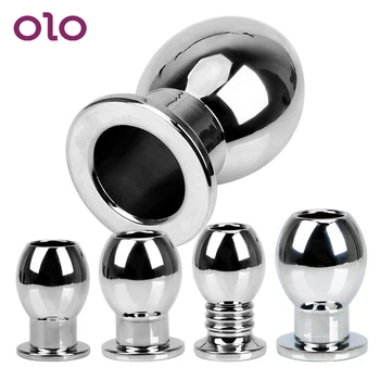 OLO Metal Enema Anal Plug Dilator Hollow Anal Butt Plug Stainless Steel Anal Stretcher Sex Toys For Woman Men 1