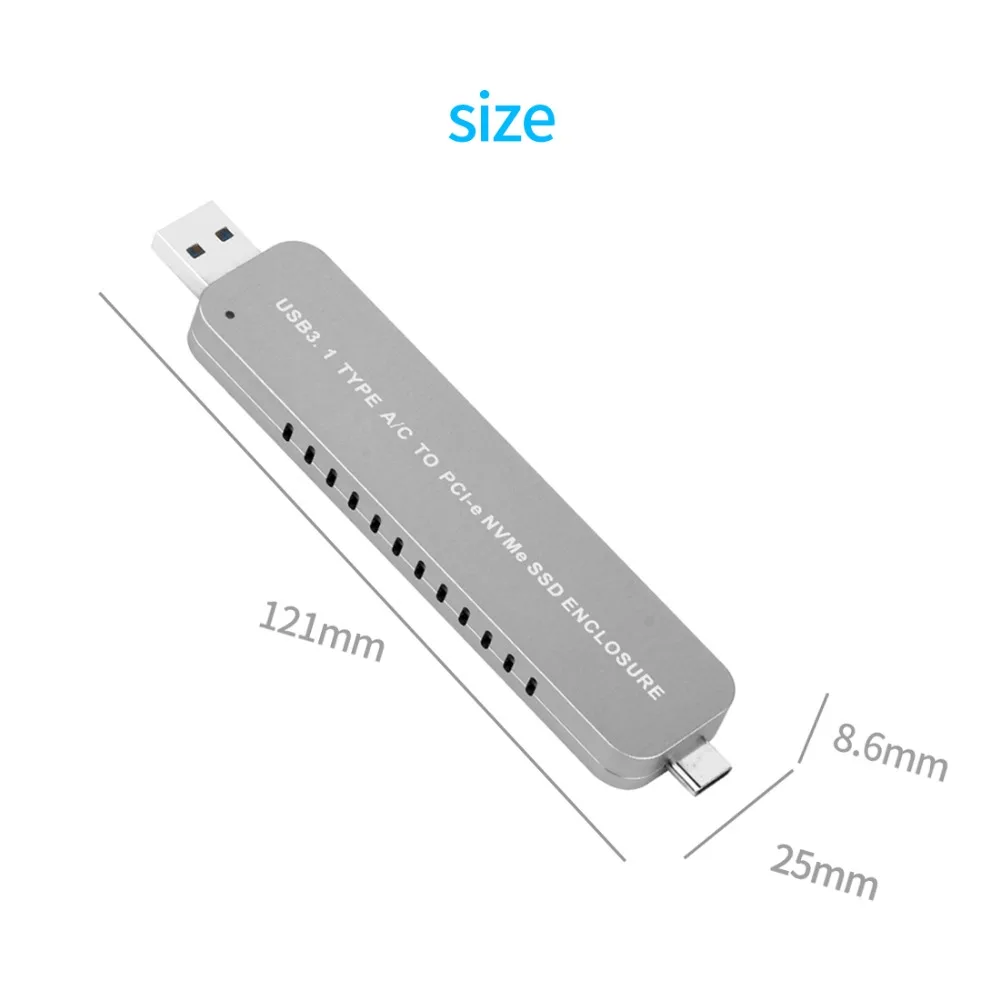 XT-XINTE LM906 USB3.1 TYPE-A+ C к M.2 NVME SSD адаптер жесткий диск корпус внешний HDD корпус для 2242, 2260, 2280 NVMe SSD