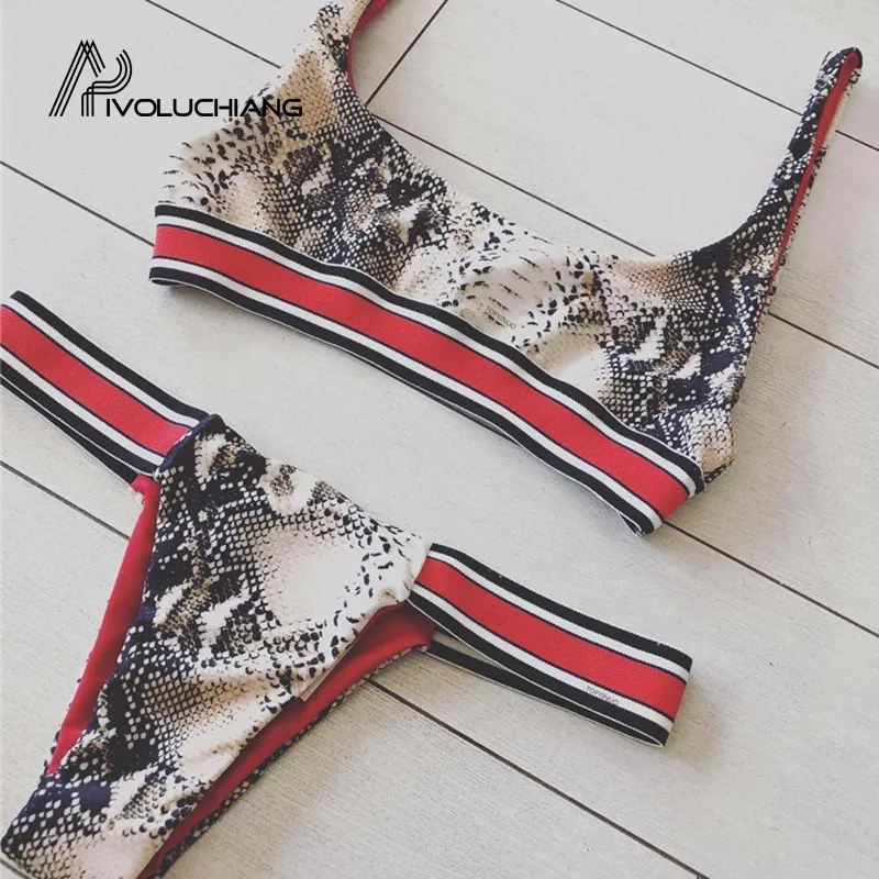 

Snake Skin Print Brazilian Bikini 2019 Patchwork Bottom Thong Women Bathing Suit Bikini Push Up Swimsuit Female Sexy Swimwear