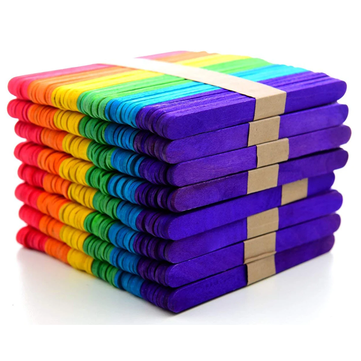 400PCS Rainbow color Wood Craft Popsicle Sticks for DIY Art Crafts 11.4cm |
