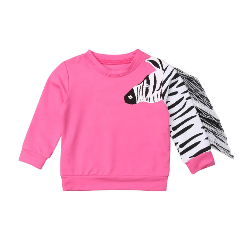 

Cute Tassels Baby Girl Autumn Spring Sweatshirt 3D Cartoon Zebra Print Long Sleeve Toddler Pullover Top Hot Sale Girl Sweatshirt