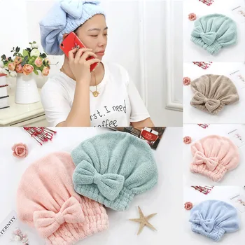 

Women Comfort Bath Cap Towel Turban Wrap Hair Drying Towel Hat Head Cover SPA Shower Turban