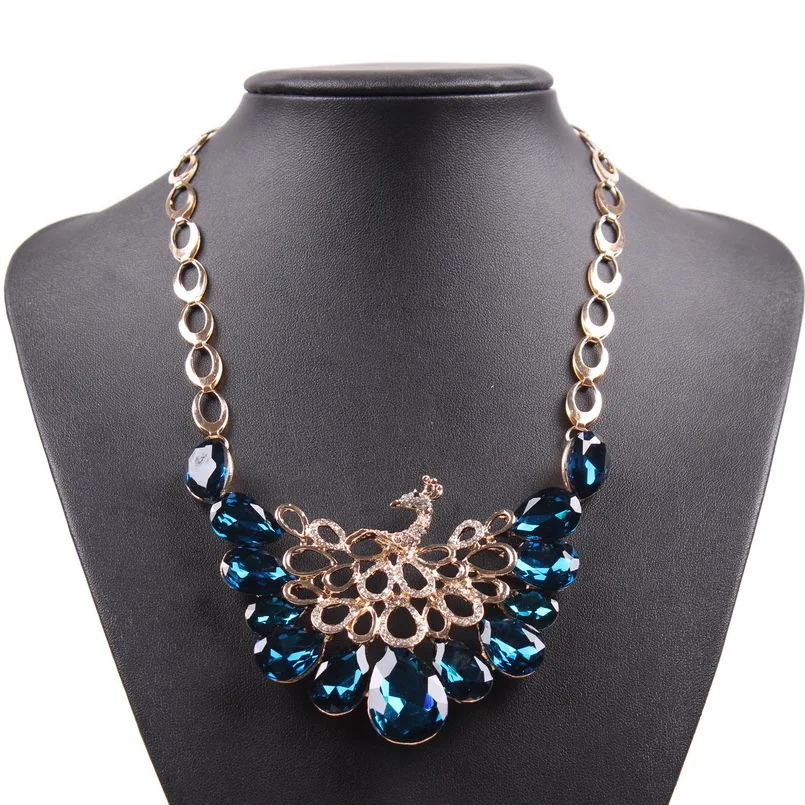 

Autumn Crystal Peacock Necklace Animal Jewelry For Women Cheap Pendant Necklace