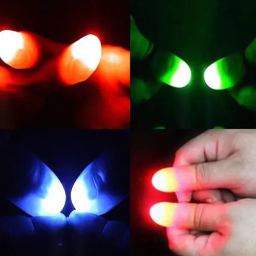 

2Pcs Magic Super Bright Light Up Thumbs Fingers Trick Appearing Light Close Up super bright Halloween child gift luminous toys