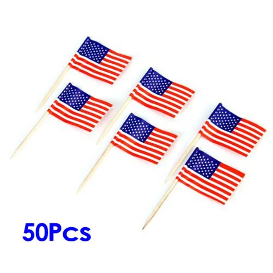 

Promotion! Americans Flags 50pcs Cake Decoration Rods for Cupcake.