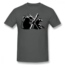 Camisa de algodão dos homens camiseta de algodão bonito gráfico manga curta mais tamanho clássico tshirt banksy guerra em ratos da arte