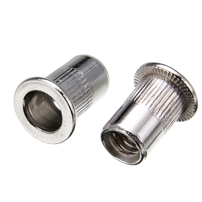 

50pcs Corrosion Resistant M6 Thread 304 Stainless Steel Flat Head Rivet Nut Rivnut Insert Nutsert Fasteners Female Thread
