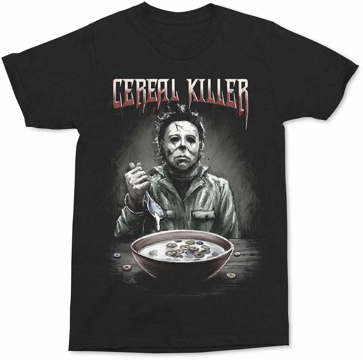 

Changes Halloween Michael Myers Halloween Cereal Killer Black T-Shirt Short Sleeve Round Neck T Shirt Promotion Top Tee