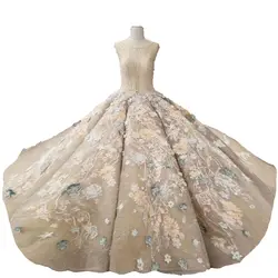 Свадебное платье с рукавами-крылышками с аппликацией цвета шампанского, кружевные цвета, последние приличные Бальные платья с вырезом на