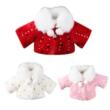 Детская зимняя одежда для новорожденных девочек; шубка на меху; Флисовый Шарф с пуговицами и воротником; Верхняя одежда; 3 цвета