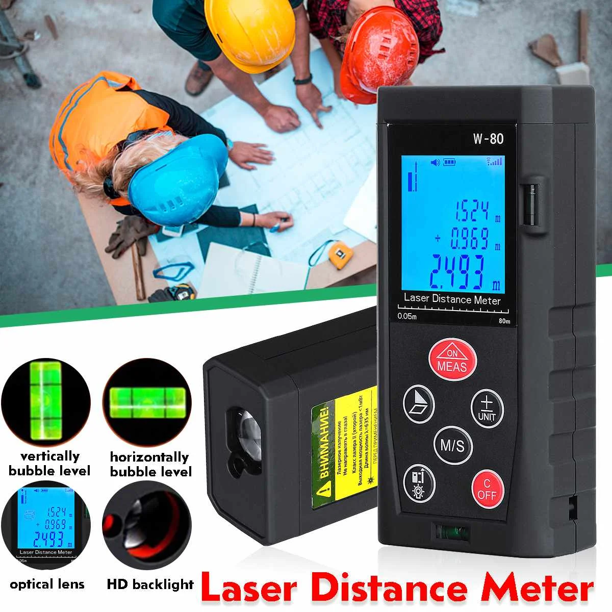 

Multi-function LCD Digital Laser Distance Meter Range Finder Measure Diastimeter 80/150m Tester Measuring Accuracy 1.5mm