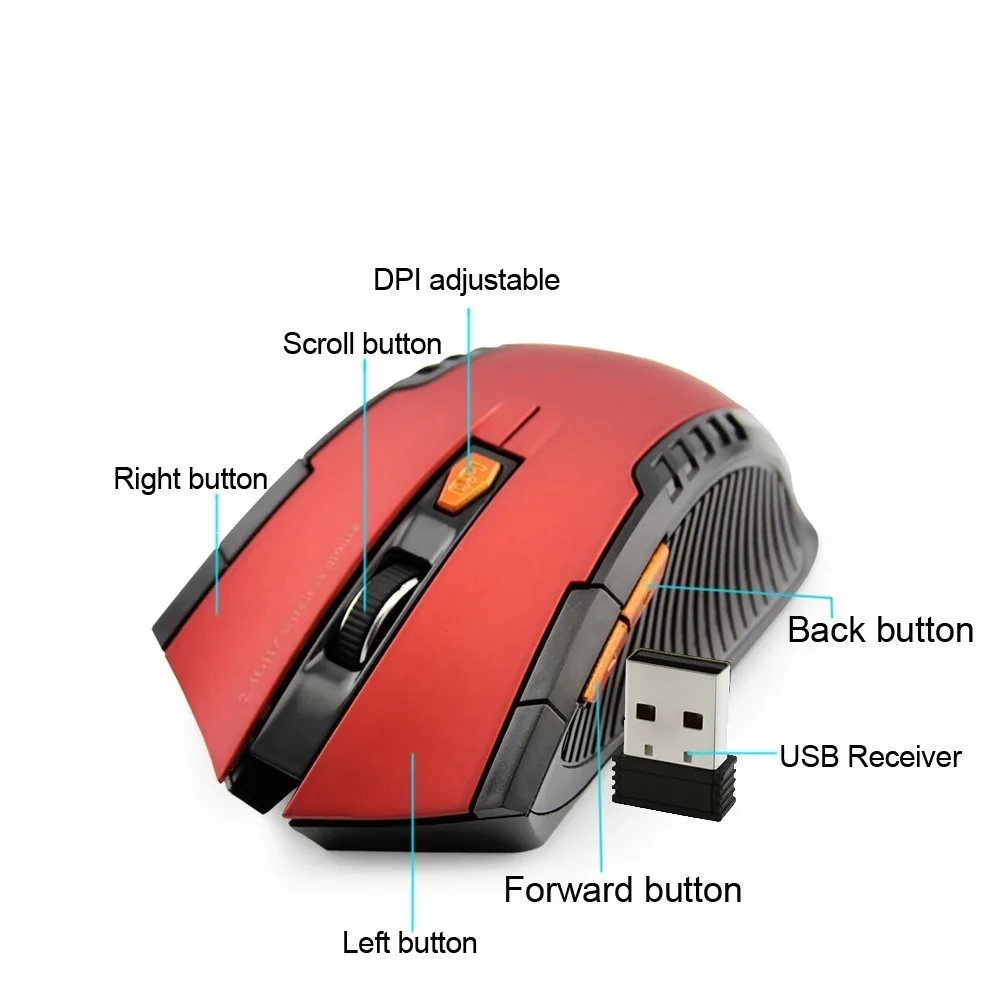 CHYI Wireless Gaming Mouse Ergonomic 6D Optical Mause Gamer Cool Computer Mice 800-1200-1600DPI Ajustable For PC Laptop Desktop CHYI Wireless Gaming Mouse Ergonomic 6D Optical Mause Gamer Cool Computer Mice 800-1200-1600DPI Ajustable For PC Laptop Desktop