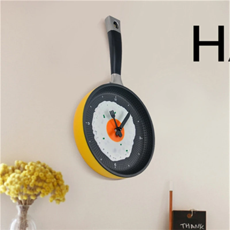 Cheap Cutlery design creative omelette pot shape kitchen clock creative modern home decoration hanging table