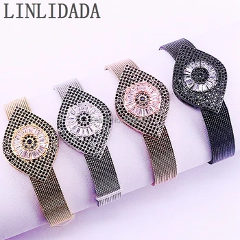 

5Pcs Fashion Zirconia Eye Bead Connector Spacer Charm Jewelry Web Watch Belt Bracelets In 4 Colors