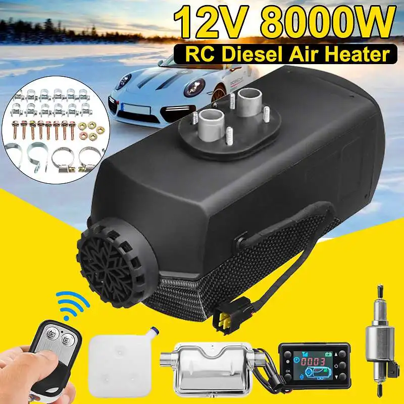 

12V 8KW 8000W Car Heater Diesels Air Parking Heater w/Remote Control Silencer LCD Monitor Tank for Trucks Bus Trailer Motorhome