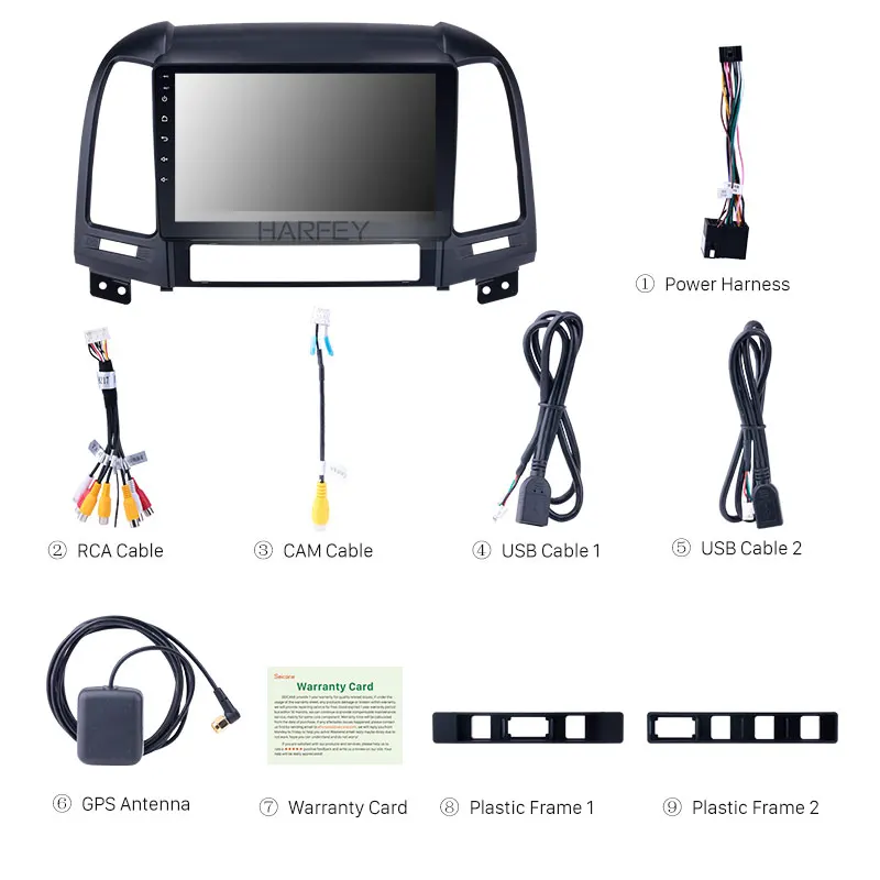 Top Harfey 2Din Android 8.1/7.1 9" Car Radio Stereo For 2005-2012 HYUNDAI SANTA FE Touchscreen Multimedia Player Head Unit GPS navi 3