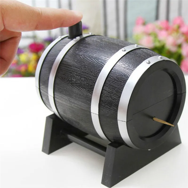 

1 Pcs Creative Automatic Oak Wine Barrel-Shaped Toothpick Holders Plastic Box Container Hot Case Kitchen storage bottle