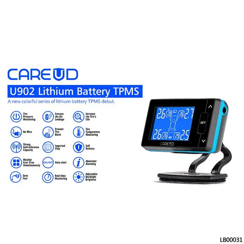 Car Tire Pressure Monitoring System Automatic Alarm Wireless TPMS 4 External Internal Sensor Tire Temperature Monitoring U902L