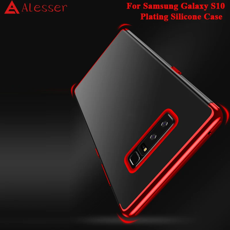 

Alesser For Samsung Galaxy S10 Plating Silicone Case Transparent Plating Protective Bumper Cover For Samsung Galaxy S10 Case