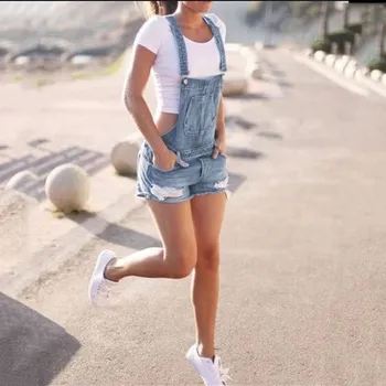 

2019 Newest Women's Plus Size Denims Pants Romper Hole Ripped Jeans Overalls Jumpsuits Casual Suspender Shorts Trousers