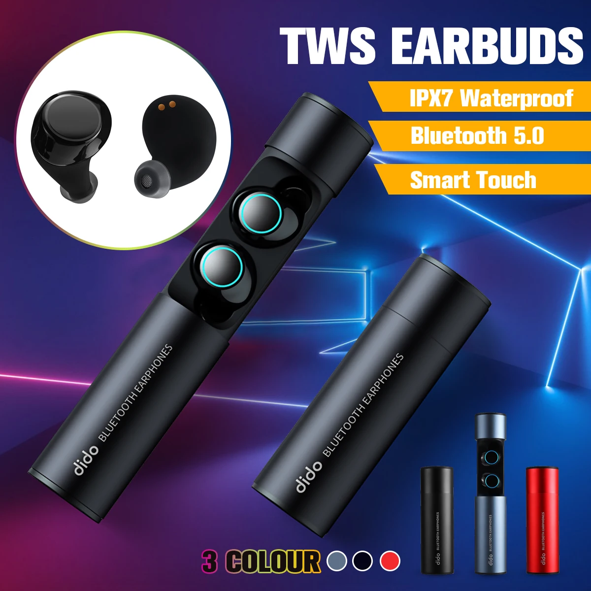 

Wireless Stereo Sports Earphones True TWS IPX7 bluetooth 5.0 Earbud Waterproof Headset with Charging Box Mic for Smartphone
