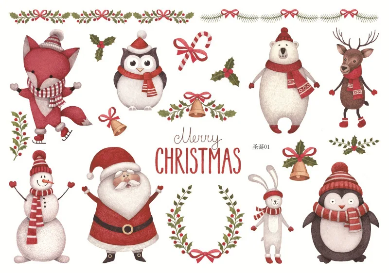 Kawaii Christmas Decoration DIY Stickers, Photo Album Scrapbook Paper Sticker, Journal Notebook Custom Crafts