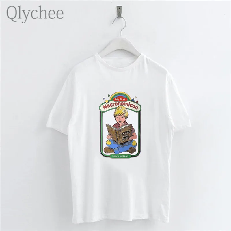 Женская футболка с надписью Qlychee Harajuku Devil белая Повседневная коротким рукавом и