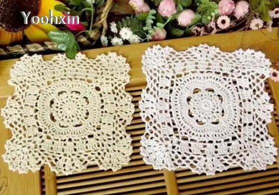 

Modern Handmade Crochet White Table Cloth De Cover Kitchen Lace Cotton Square Tea Pad Tablecloth Mantel For Wedding Decoration