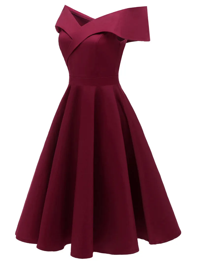Wipalo Коктельное платье с открытыми плечами, вечернее платье подчеркивающее фигуру, элегантное платье в ретро стиле, винтажное платье для вечеринки