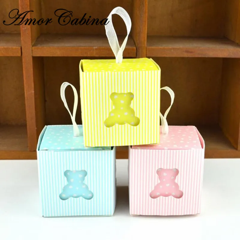 Новые креативные вечерние подарки на день рождения небесно-голубой/желтый/розовый медведь конфеты детский душ анонс рождения сувениры подарок коробка