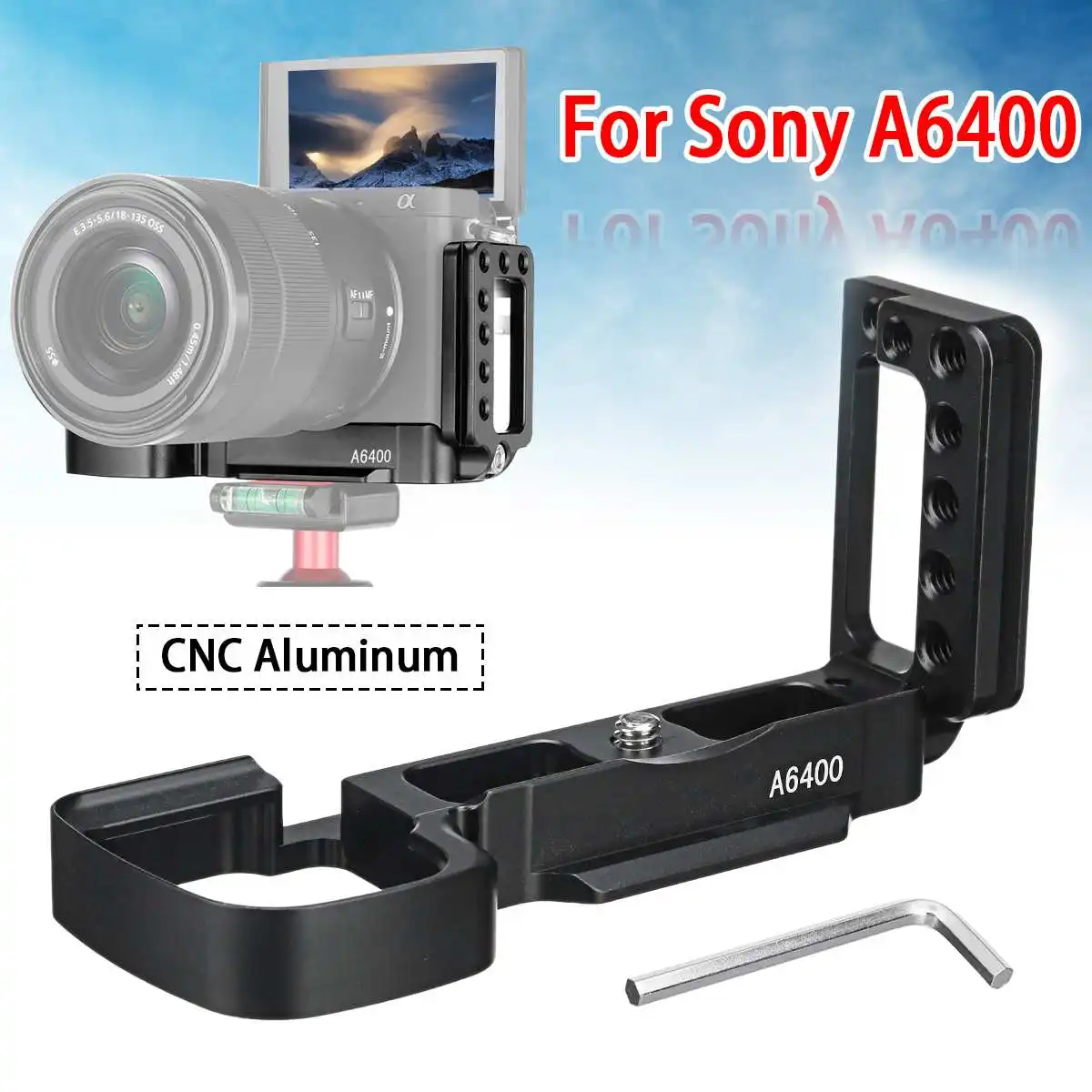 

for SONY A6400 Vlog Quick Release L Plate Veritical Bracket Holder Hand Grip with Wrench for Microphone Tripod