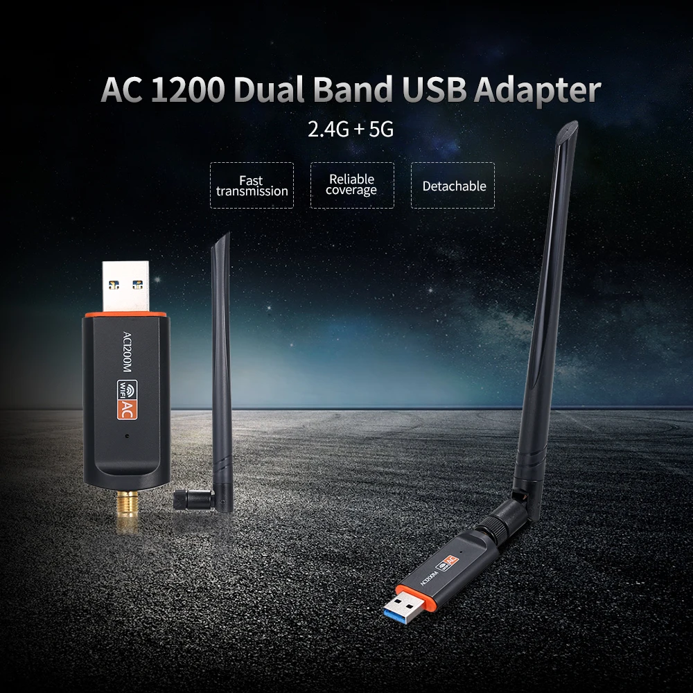 Двухдиапазонный usb-адаптер 1200 M 2,4G+ 5G USB3.0 внешний Беспроводной сетевая карта Wi-Fi приемник