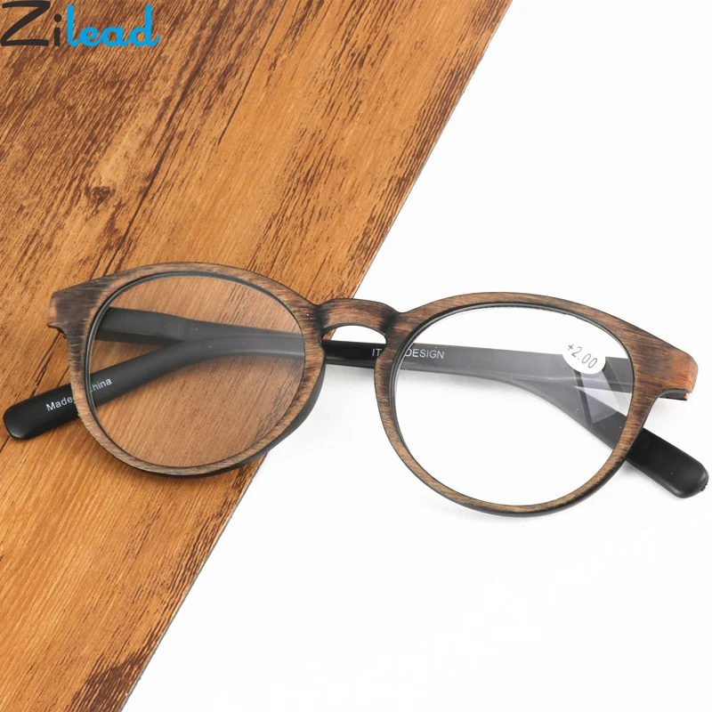 

Zilead Retro Oval Imitation Wood Plastic Reading Glasse For Women&Men Magnifying Presbyopia Glasses With+1.0to+4.0 Unisex