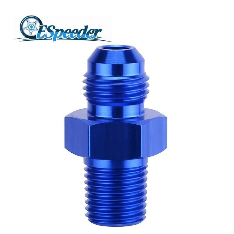 

ESPEEDER Car Parts Aluminum Male AN4 To 1/4'' NPT Thread Straight Adapter Pipe Fuel Oil Fitting Hose Adapter Blue