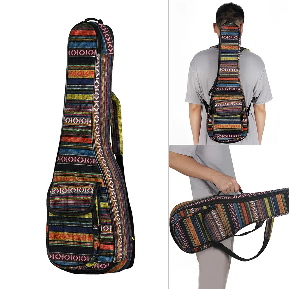 Шьет-21-дюймового в этническом стиле Стиль Регулируемый миниатюрная гитара укулеле сумка