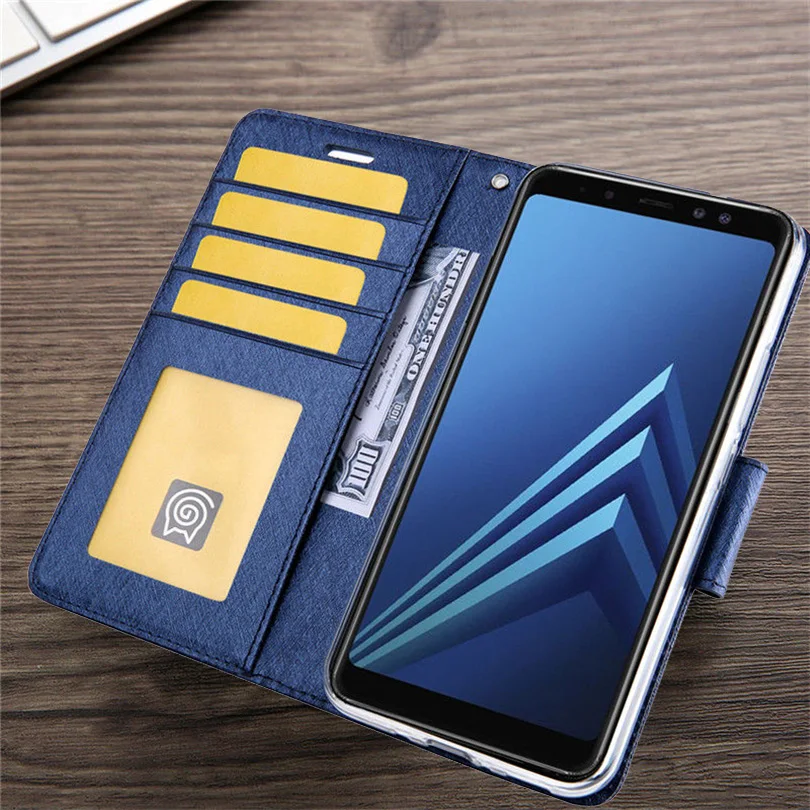 Чехол-портмоне с отделением для карт подставкой кожного покрова samsung Galaxy A6 A7 A8 A9