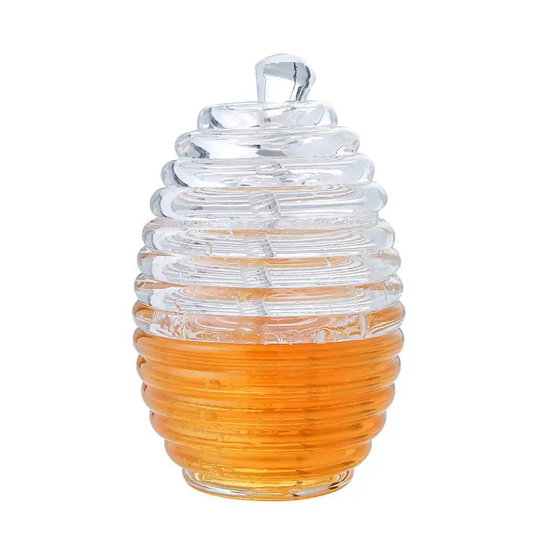 

Transparent Honey Jar with Dripper Stick Kitchen Syrup 265ML Honey Pot