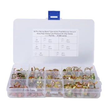 

80 Pieces 8 sizes Spring Clips Vacuum Fuel Oil Hose Line Clamp Low Pressure 6-15mm Air Tube Clamp Fastener for air hose tube