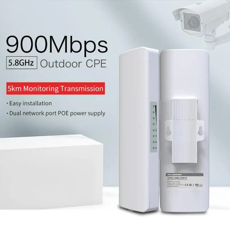 

COMFAST High Power Wireless Bridge 5.8G 3-5KM Long Range 900Mbps Wireless Outdoor CPE Nanostation Wifi for IP Camera CF-E313AC