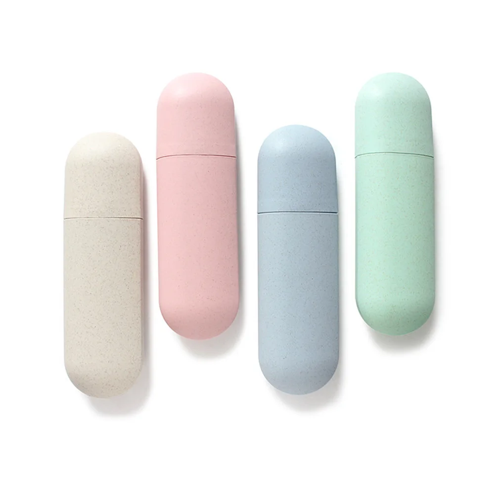 السفر الحمام صندوق تخزين الصحية المنزل المحمولة غطاء القمح القش فرشاة الأسنان حالة التخييم سلامة تخزين الملحقات