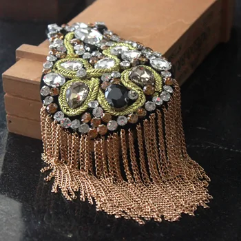 

i-Remiel New British Style Presided Over Performance Shoulder Strap Tassel Epaulette Epaulet Crystal Brooch Clothing Accessories